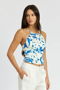 Lace Up Back Halter Neck Top - Jessiz Boutique