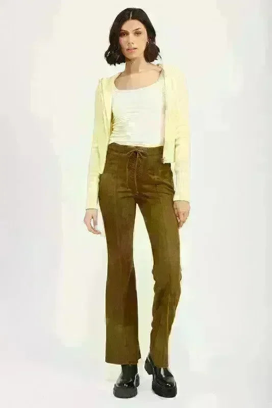 Lace Up Suede Flared Pants - Jessiz Boutique