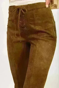 Lace Up Suede Flared Pants - Jessiz Boutique