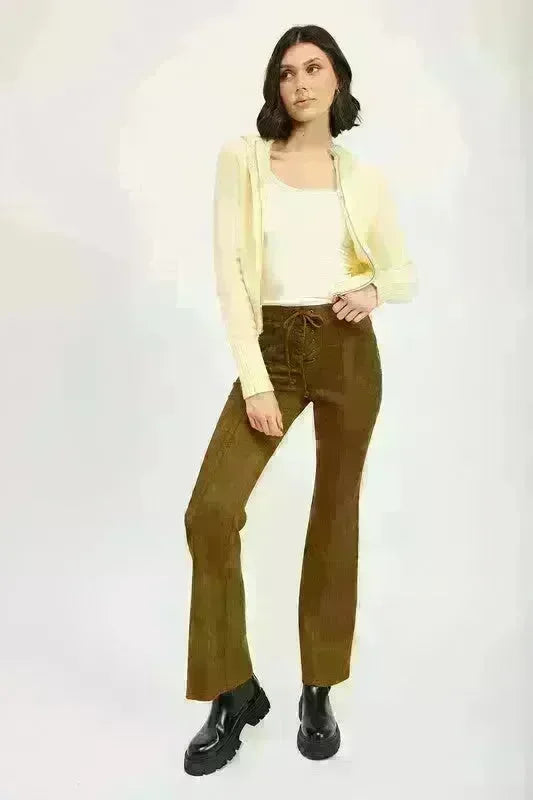 Lace Up Suede Flared Pants - Jessiz Boutique