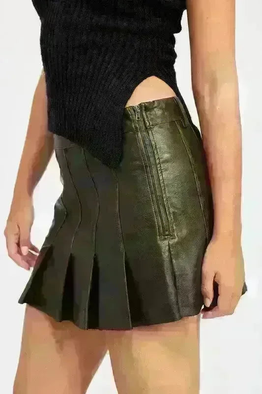 Leather Pleated Skirt - Jessiz Boutique