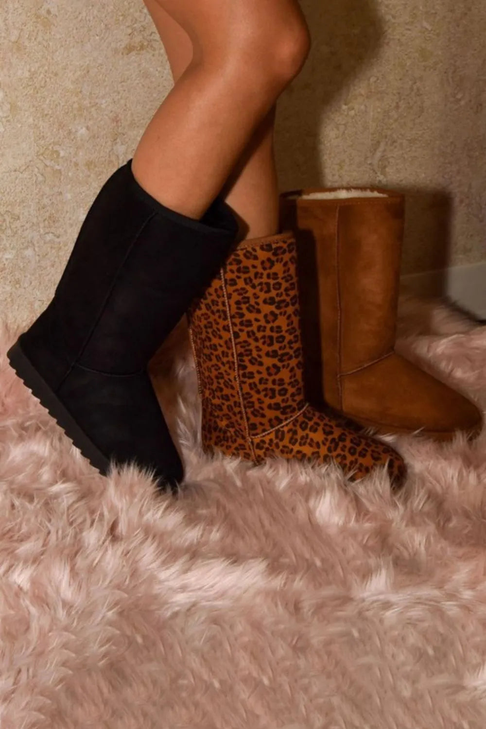 Leopard Suede Round Toe Boots - Jessiz Boutique