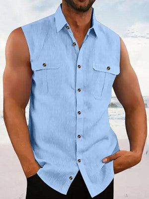Men's Fashion Sleeveless Cotton Shirt - Jessiz Boutique Men's Fashion Sleeveless Cotton Shirt - Jessiz Boutique