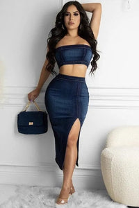 Miami Skirt Set in Dark Denim - Jessiz Boutique
