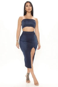 Miami Skirt Set in Dark Denim - Jessiz Boutique