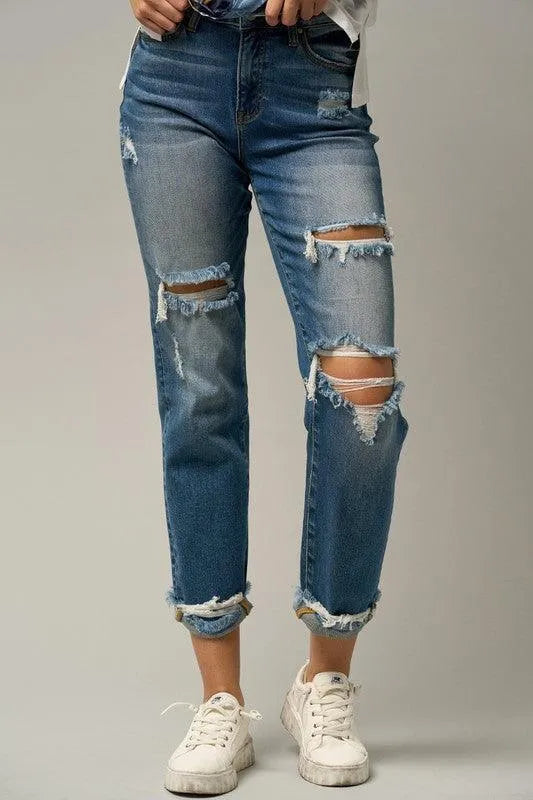 Mid-Rise Boyfriend Jeans - Jessiz Boutique