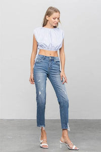 Mid Rise Slim Girlfriend Jeans - Jessiz Boutique