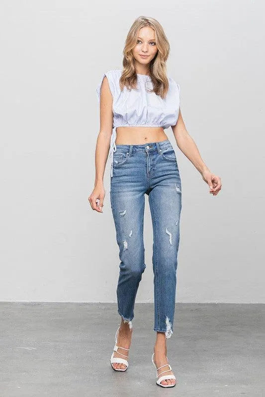 Mid Rise Slim Girlfriend Jeans - Jessiz Boutique