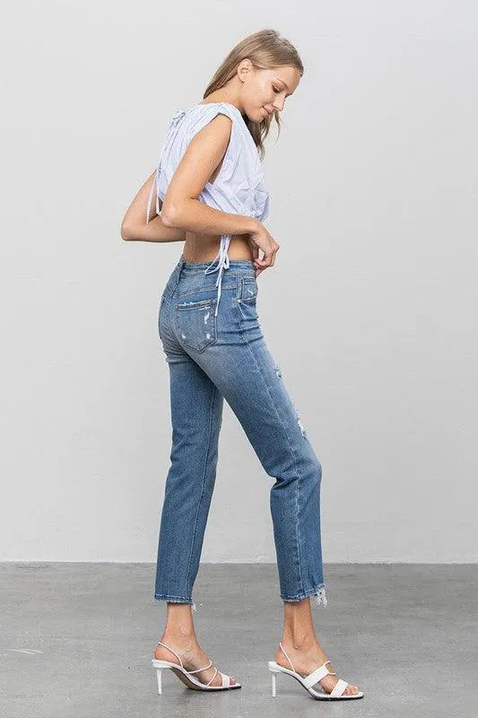 Mid Rise Slim Girlfriend Jeans - Jessiz Boutique