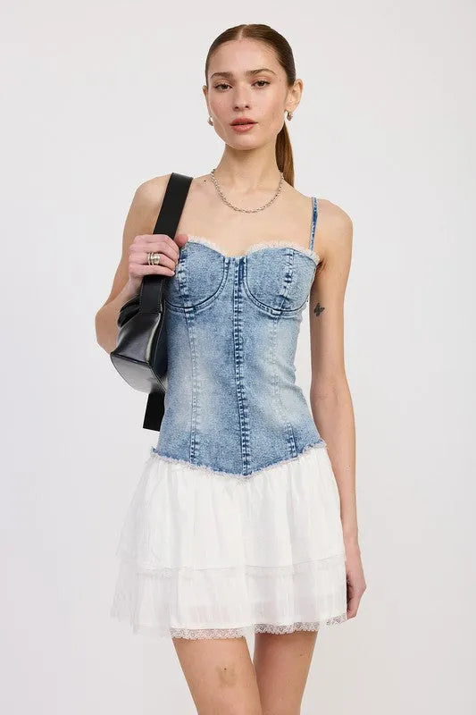 Mini Corset Denim Dress - Jessiz Boutique