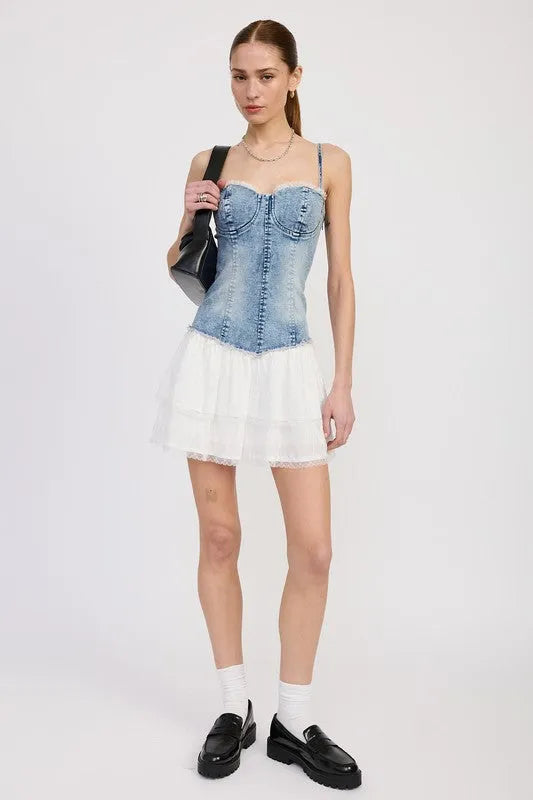 Mini Corset Denim Dress - Jessiz Boutique