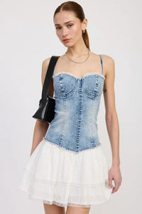 Mini Corset Denim Dress - Jessiz Boutique