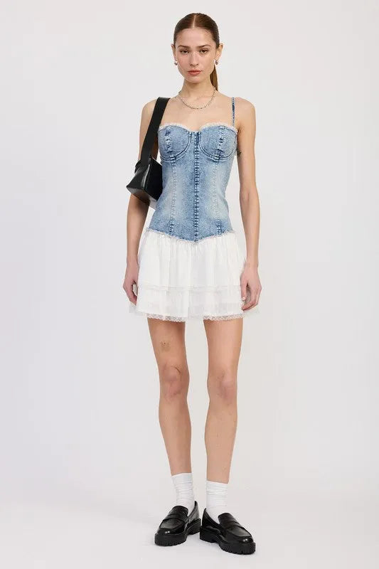 Mini Corset Denim Dress - Jessiz Boutique