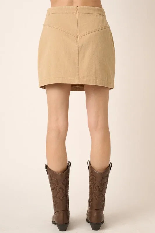 Mittoshop Zipper Back Twill Mini Skirt - Jessiz Boutique