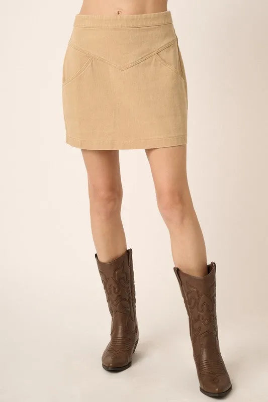Mittoshop Zipper Back Twill Mini Skirt - Jessiz Boutique
