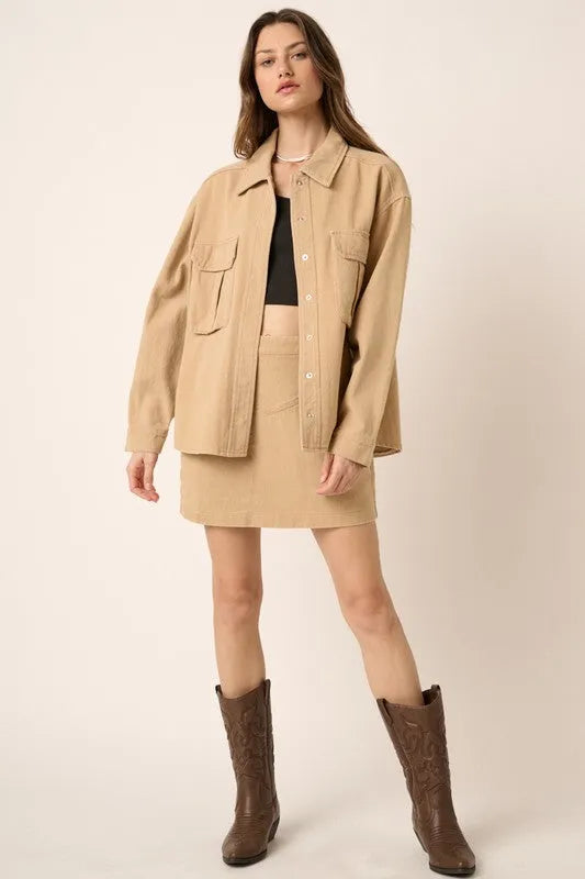 Mittoshop Zipper Back Twill Mini Skirt - Jessiz Boutique