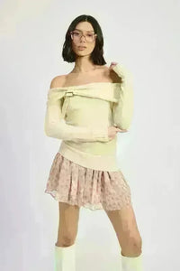 Mixed Media Off Shoulder Mini Dress - Jessiz Boutique