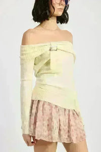 Mixed Media Off Shoulder Mini Dress - Jessiz Boutique