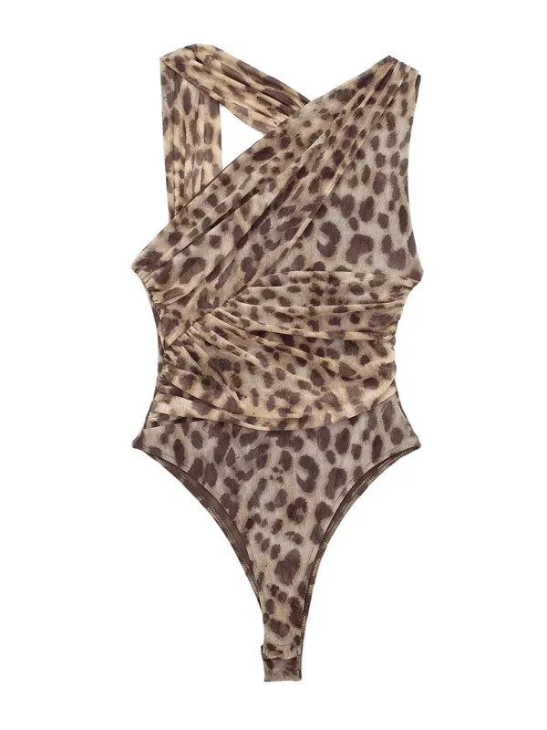 New Asymmetric Pleated Tulle Bodysuit - Jessiz Boutique