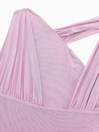 New Asymmetric Pleated Tulle Bodysuit - Jessiz Boutique