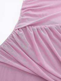 New Asymmetric Pleated Tulle Bodysuit - Jessiz Boutique