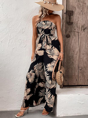 New Fashion Women's Plant Leaf Tube Top Jumpsuit - Jessiz Boutique New Fashion Women's Plant Leaf Tube Top Jumpsuit - Jessiz Boutique