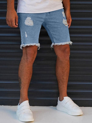 New Men's Ripped Denim Shorts Cropped Pants - Jessiz Boutique New Men's Ripped Denim Shorts Cropped Pants - Jessiz Boutique