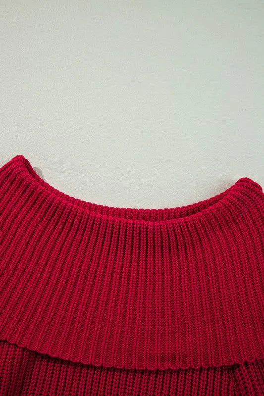Off Shoulder Ribbed Knit Sweater - Jessiz Boutique