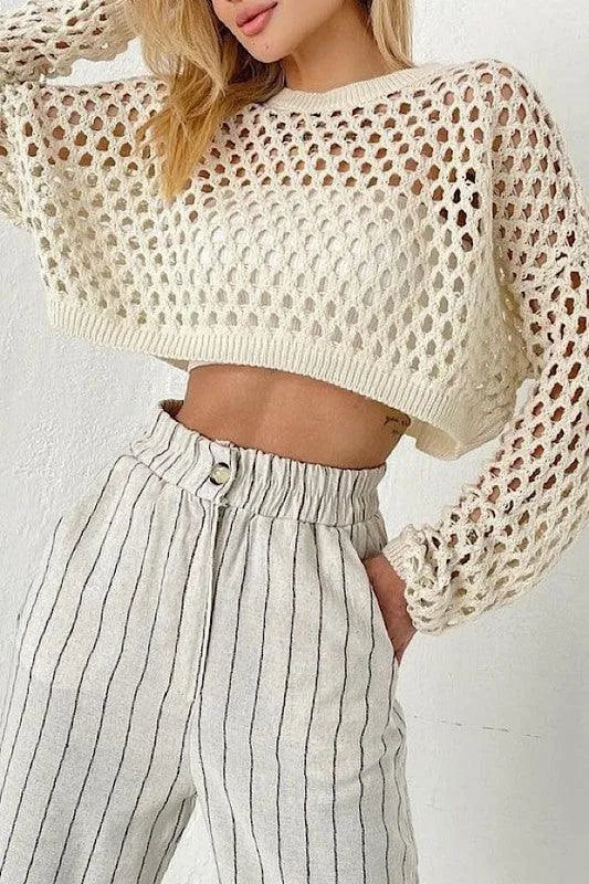 Open Knit Cropped Top - Jessiz Boutique