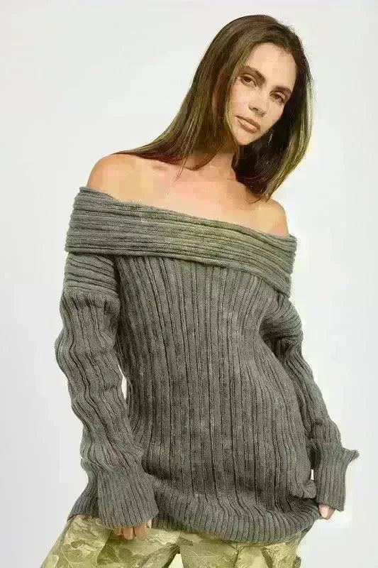 Oversized Off Shoulder Sweater - Jessiz Boutique