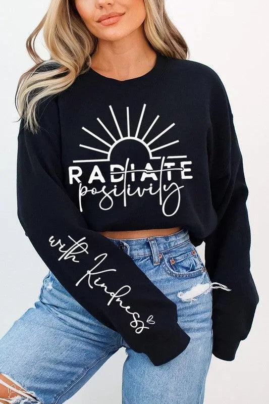 Radiate Positivity Graphic Fleece Sweatshirts - Jessiz Boutique