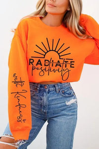 Radiate Positivity Graphic Fleece Sweatshirts - Jessiz Boutique