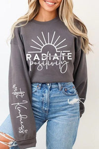 Radiate Positivity Graphic Fleece Sweatshirts - Jessiz Boutique