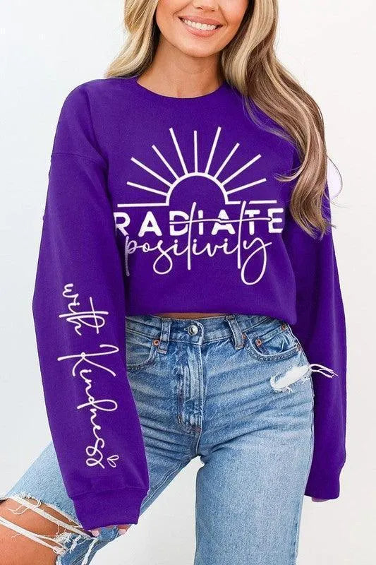Radiate Positivity Graphic Fleece Sweatshirts - Jessiz Boutique
