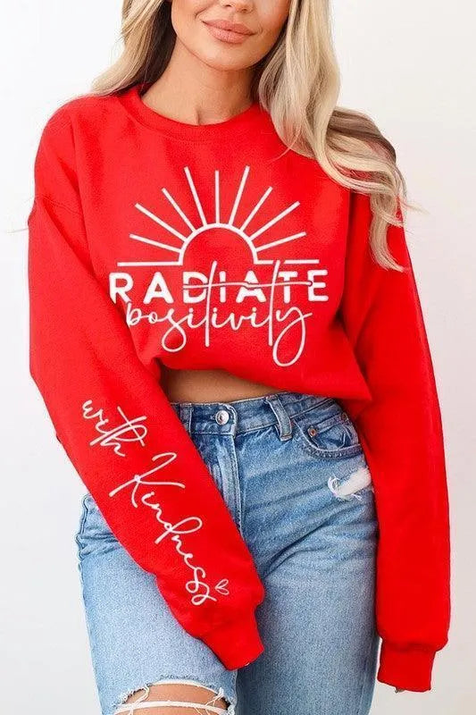 Radiate Positivity Graphic Fleece Sweatshirts - Jessiz Boutique