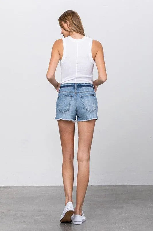 Ripped Roll Up Leg Denim Shorts - Jessiz Boutique