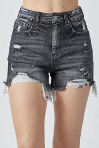 RISEN Full Size High Rise Distressed Denim Shorts - Jessiz Boutique