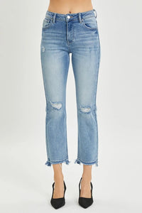 RISEN High Rise Distressed Cropped Straight Jeans - Jessiz Boutique