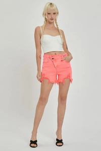 RISEN Raw Hem Asymmetrical Waist Denim Shorts - Jessiz Boutique