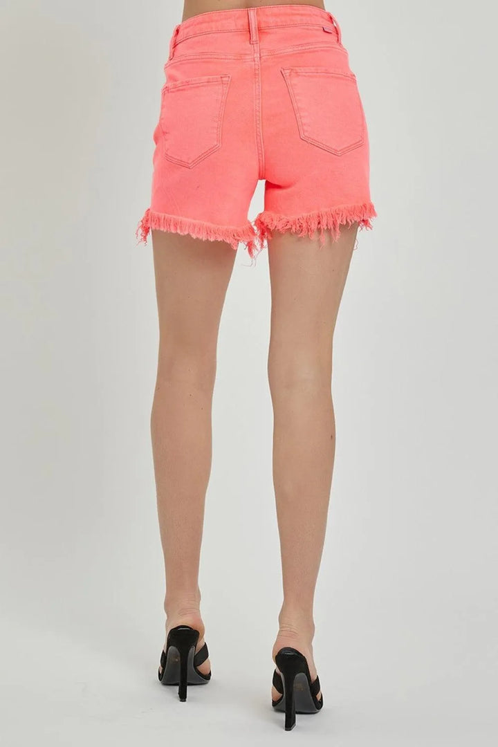 RISEN Raw Hem Asymmetrical Waist Denim Shorts - Jessiz Boutique