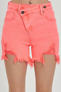 RISEN Raw Hem Asymmetrical Waist Denim Shorts - Jessiz Boutique