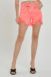 RISEN Raw Hem Asymmetrical Waist Denim Shorts - Jessiz Boutique