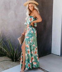 Slit Tropical Sleeveless Tubetop Dress - Jessiz Boutique