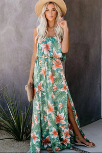 Slit Tropical Sleeveless Tubetop Dress - Jessiz Boutique