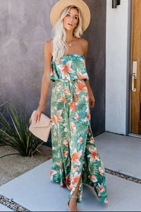 Slit Tropical Sleeveless Tubetop Dress - Jessiz Boutique