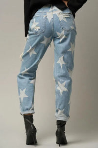 Star Print Slouch Jeans - Jessiz Boutique