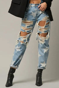 Star Print Slouch Jeans - Jessiz Boutique