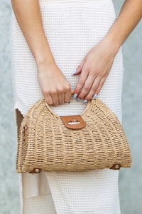 Stella Woven Straw Top Handle Crossbody Bag - Jessiz Boutique
