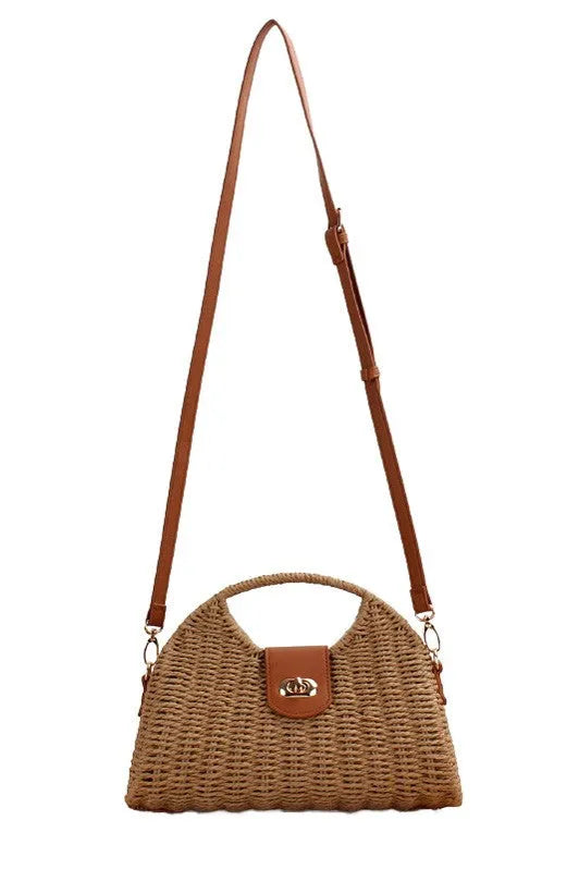 Stella Woven Straw Top Handle Crossbody Bag - Jessiz Boutique