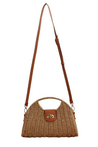 Stella Woven Straw Top Handle Crossbody Bag - Jessiz Boutique